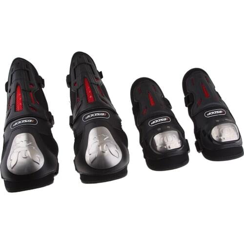 4Pieces Adults EVA Motorcycle ATV Motocross Elbow Knee Pads Shin Guards Protector Motorbike Racing- for Adult (Short+Long)