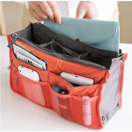 Multifunction Tote Organizer Insert Bag Women Nylon Travel Insert Organizer Handbag Purse Large liner Lady Makeup Cosmetic Bag