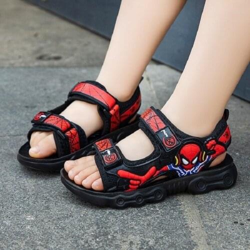 2021 new Summer New Soft Non-Slip Beach Shoes Spiderman Open Children Sandals Wild Boys Girls Student Kids Shoes size 26-37