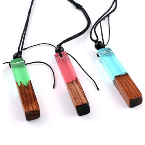 New Fashion Hand Wood Resin Necklace Pendant, Men And Women Applicable Jewelry, Knitting Rope, Gifts, Wholesale