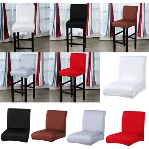 Solid Stretch Short Removable Dining Room Bar Stool Chair Cover Slipcovers Elastic Polyester fabric