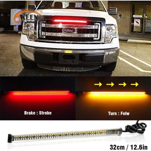 OKEEN Car Angel Eye led Strobe Warning Police light Car Truck Flashing Firemen Led Flexible Front Grille Light Strip Red Amber