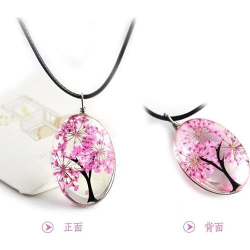 Oval Dried Flower Necklace Ornament Creative Lucky Tree Fashion Hot Selling Necklace Handmade Plant Specimen