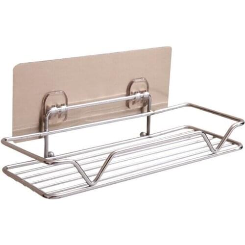 Punch-free Corner Shelf Bathroom Accessories Stainless Steel Shelves Bathroom Storage Holder Cosmetic Shelf Wrought Iron Frame