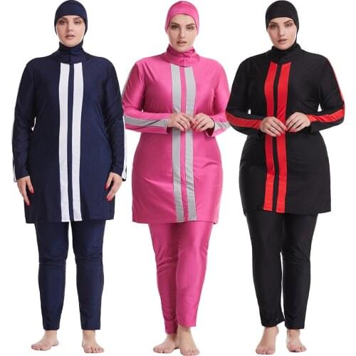 Full Covered Muslim Swimwear Women Elastic Plus Size Islamic Swimsuits Traditional Hijab Bathing Pool Swimming Suits Lady XL-6XL