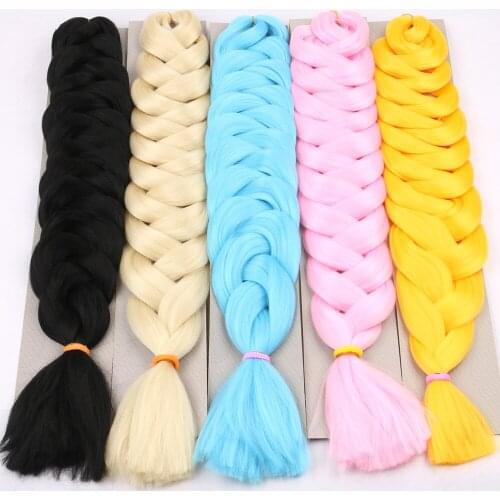 Synthetic Braiding Hair Extensions 41inch 165g/Pcs Long Jumbo Braids Crochet Hair Bulk Purple Pink Gray Blue Pure Color 3pcs/lot