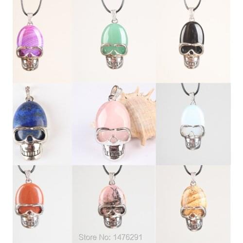Mixed Stone Aventurine,Carnelian,Opal,Rose Crystal,Skull Pendant Jewelry Pendant 1 PCS