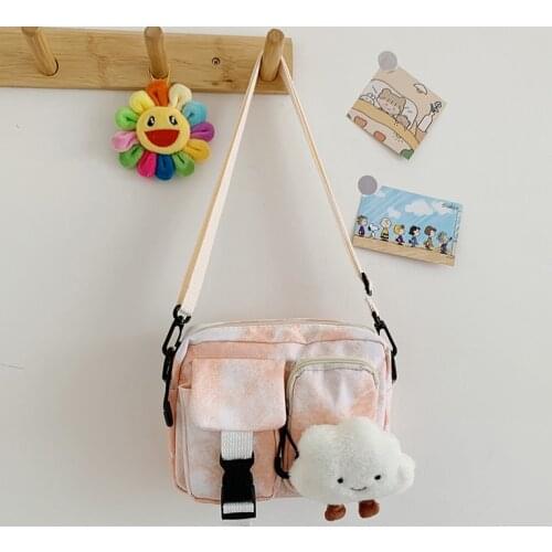 Womens Mini Shoulder Bag Summer Nylon Cloud Pendant Crossbody Bag Women Purse Fashion Kawaii Black Messenger Bag For Girls