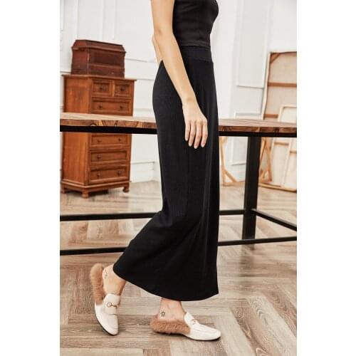 Casual Skinny Black Knitted Midi Skirt For Women 2020 High Waist Female Autumn Winter Clothing Elegant Long Straight Wrap Skirts