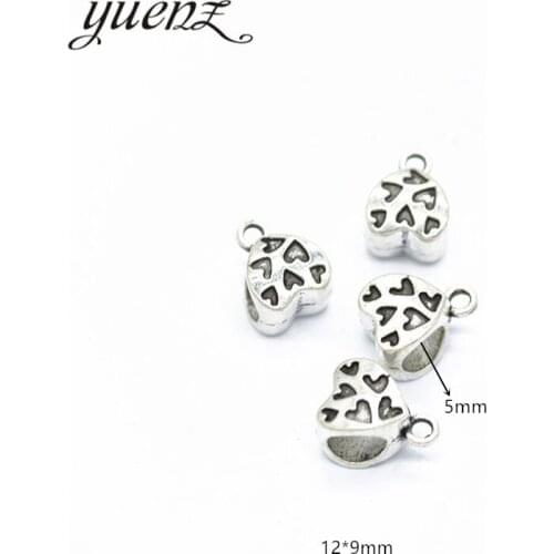 YuenZ 20pcs Tibetan silver Beads European Fit for Women Heart-shaped Charm style Bracelets DIY Metal Pendant Jewelry Making R62