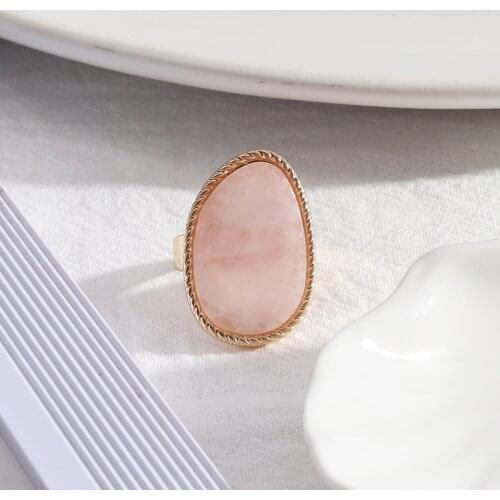 Fashion Pink Stone Rings Fashion geometric open Gold Color Brincos Pendientes Jewelry for Women