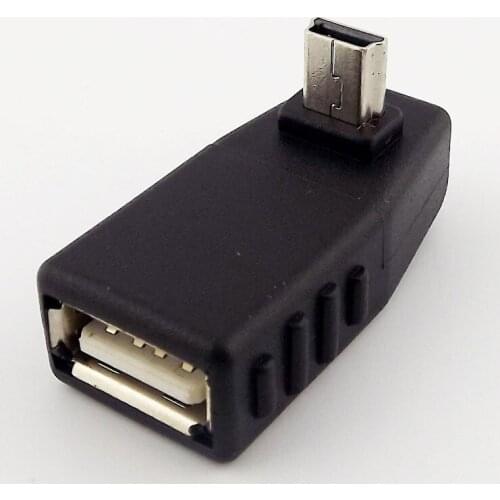 1PCS Down Angled Mini USB 5-Pin B Male To USB 2.0 A Female Jack OTG Host Adapter