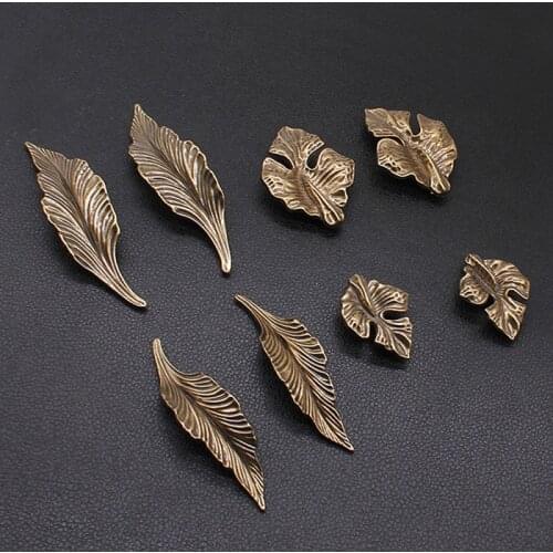 2PCS/lot Vintage Tree Leaf Furniture Metal Handles Cabinet Cupboard Wardrobe Door Knobs DIY Home Decor Supplies