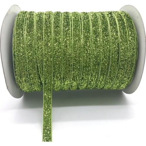 5Yards/lot) 3/8" 10mm Glitter Green Ribbon Headband Clips Bow Wedding Christmas Decoration