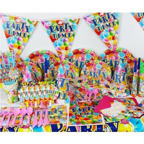 84ps/set party time theme party set kids birthday party suppliers child Decorations evening party set decoration celebration