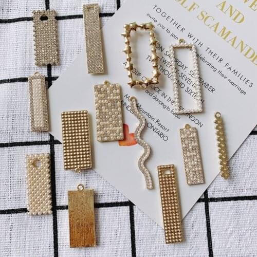 DIY jewelry accessories temperament diamond inlaid pearl rectangular bar pendant necklace jewelry accessories materials