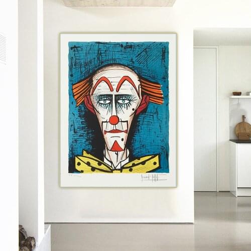 Bernard Buffet《Clown Blue Background》Canvas Oil Painting Artwork Poster Picture Wall Hanging Decor Home Living Room Decoration