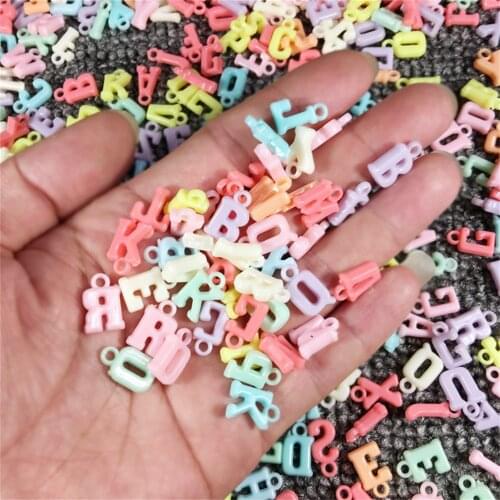 200pcs/bag random mixed plastic jewelry accessories acrylic letter loose beads hanging hole diy beaded necklace Alphabet charma