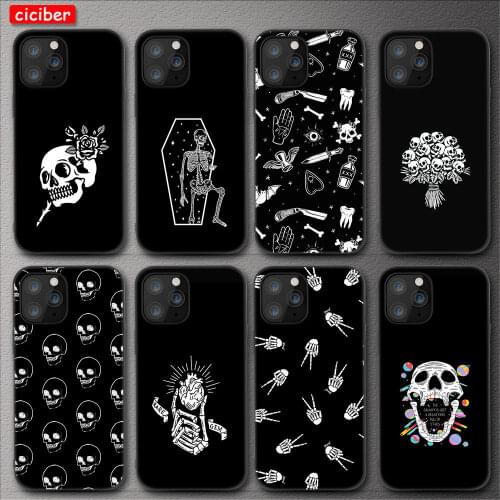 Skeleton Skull Phone Case For iPhone 11 12 Pro Max Mini Cover for iPhone X XR XS MAX 7 8 6 6S Plus 5S SE 2020 Soft TPU Back Capa