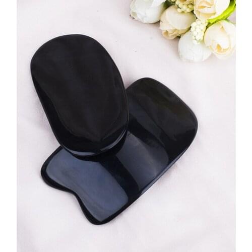 Black Natural Buffalo Horn SPA Scraping Plate Body Massager Chinese Traditional Acupuncture Massage Face GuaSha Board Therapy