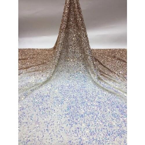 Elastic Sequined Lace Fabric French Nigerian Lace Fabric High Quality Sequined African Lace Fabric Wedding Material XX4587