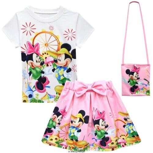 Disney GirlsT-shirts Summer Kids Mickey Mouse T Shirts Cotton Top Tees Girls tshirt Costume Boys Clothes Children Clothing