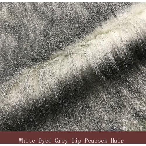 Faux fur for autumn and winter, white dyed gray tip, imitated pheasant feather, imitated fur plush fabric