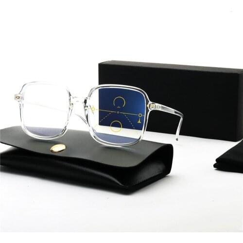 MINCL/Outdoor Photochromic Progressive Multifocal Reading Glasses Men Women Square Dual Focus Presbyopia Diopter NX