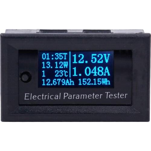 7in1 OLED Multifunction Tester Voltage current Time temperature capacity meter electrical voltmeter Ammeter blue font 20%Off
