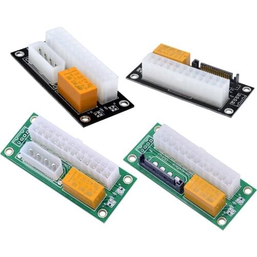 ATX 24PIN Multi Power Supply Adapter 4Pin/SATA Dual Power Supply Connector Synchronous Boot Card Board for BTC Miner Risers
