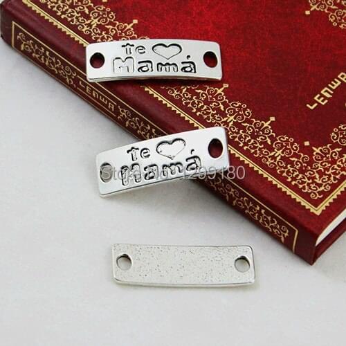 Fashion Antique Silver Message Connectors Pendant Tibetan silver Bracelet Clasps Beads 12x35mm (K00548)