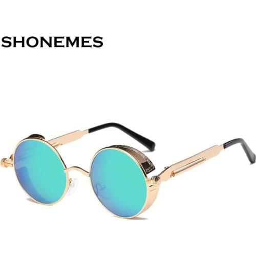 Retro Steampunk Round Sunglasses Men Women Metal Gothic Shades Vintage Eyewear Brand Designer Sun Glasses