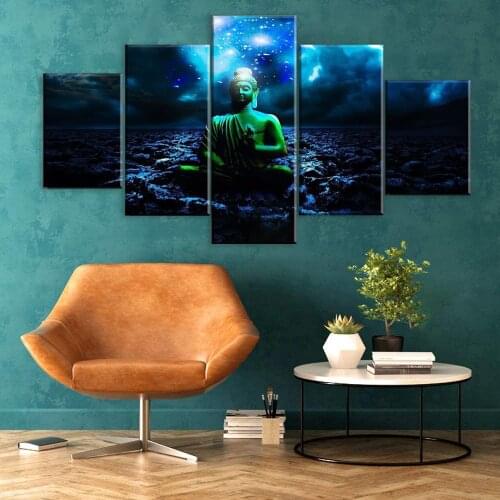 5 Panel Modular Home Decor Wall Art Buddha Painting Cuadros Landscape Canvas Wall Art Home Decor For Living Room Canvas Painting