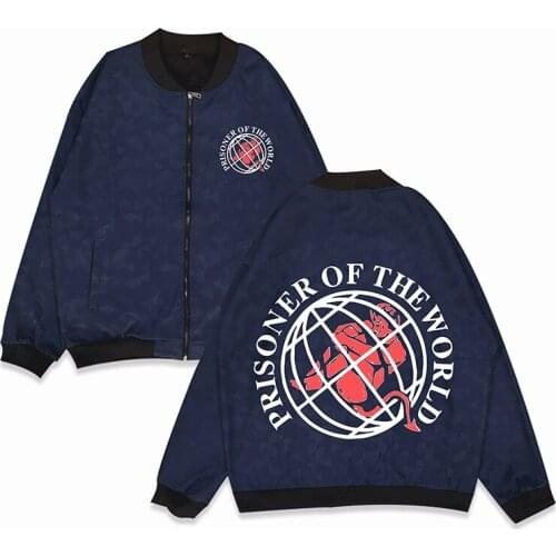 Men Jackets PRISONER OF THE WORLD Cat Baseball Casual Jacket Streetwear Windbreaker Stand Collar Coats Wholesale Outwear Clothes