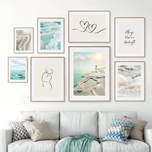 Wall Art Canvas Painting Great Salt Lake Heart Lover Line Art Posters And Prints Wall Pictures For Living Room Home Decoration