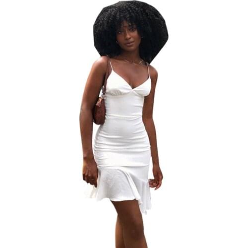 2021 New Irregular Halter Dress Sexy Backless Women Printed Wrap Dress Ruffled Summer Solid Color Beach Dress Vestidos Wholesale