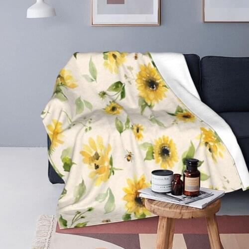 Sunflower Blankets Coral Fleece Plush Printed Colorful Nature Multifunction Ultra-Soft Throw Blanket for Bed Bedroom Plush Thin