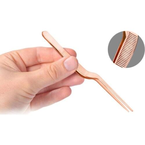 5.47inch Mini Professional Chef Plating Tweezer Tongs Serving Presentation Stainless Steel Offset Chef Kitchen Tool 13.9cm