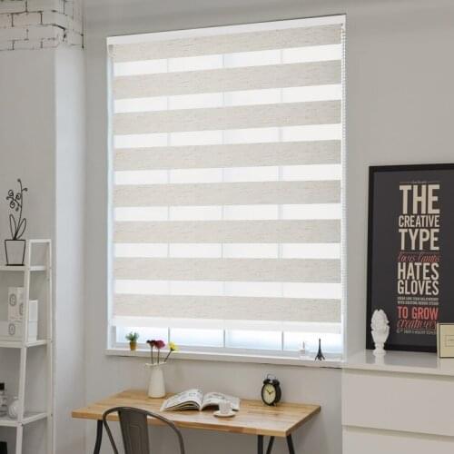 Very Simple Zebra Blinds Day Night Control Grey White Modern Dual Roller Blinds Custom Size for Windows Curtains Kitchen Office