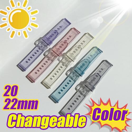 20mm 22mm Discolor Transparent Band for Samsung Galaxy Watch Active 2 Strap 40 44mm Active Correa Bracelet for Huami Amazfit Bip