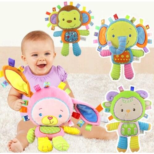 Happy Monkey Kids Baby Cute Plush Rattle Stuffed Animal Infant Educational Learning Toys Gift for Toddler Children 0-12 month
