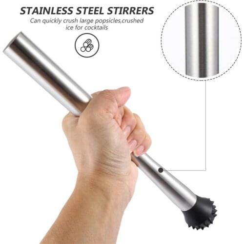 Stainless Steel Cocktail Shaker Stirring Rod Popsicle Stick Bar Mixer Drink Fruit Muddler Crushing Hammer Ice Muddler Bar Tool