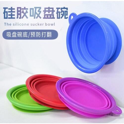 Dog Folding Bowl Buckle Non-slip Pet Suction Cup Anti-Tip Cat Bowl Scalable Placemat Feeder Travel Portable Puppy Food Container