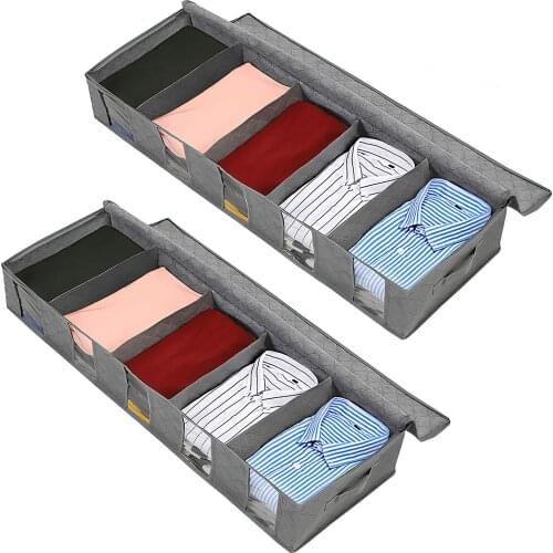 Foldable Comforter Storage Bag Household Clothing Storage Box Dustproof Non-woven Quilt Storage Bra Socks Wardrobe Organizer