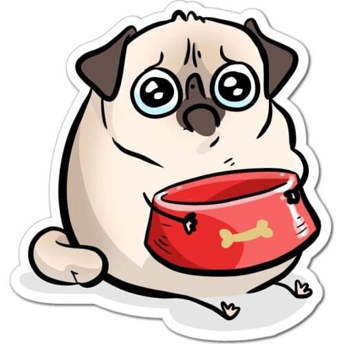 S40813# Various Sizes Funny Self-Adhesive Decal Sad Hungry Pug Car Sticker Waterproof Auto Decors on Bumper Rear Window