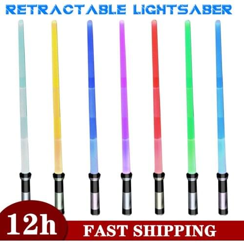 Telescopic Flashing Lightsaber Plastic Laser Double Sword LED Saber Sound and Light For Children Toy Gift