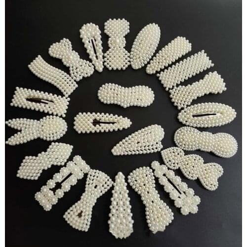 Fashion Pearl Hair Clip Snap Button Hair Pins Geometric Hairpins Sweet Hair Ornament Clips Barrettes Fashion Hair Accessories