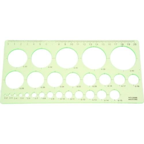 Green Plastic Students Rectangle Shape Drawing Circle Template Ruler