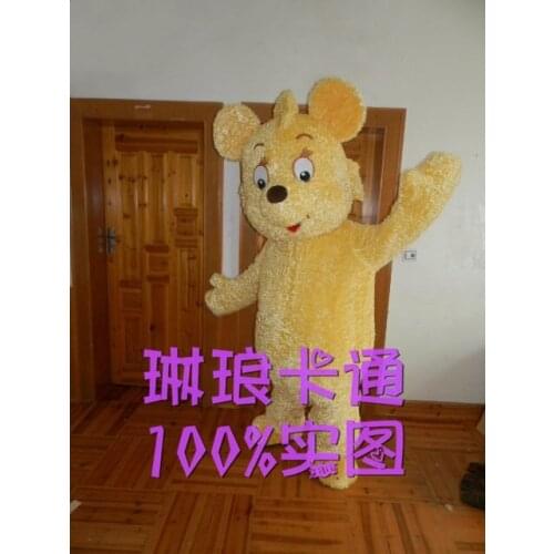 Yellow Teddy Bear Mascot Costume Adult Cartoon Character Amusement Parkfunfair Animation Film Fancy Dress for Halloween Party