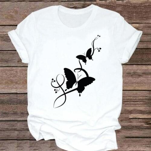 Women Butterfly Clothing Casual Short Sleeve Fashion 2021 90s Graphic Clothes Tshirt Top Lady Print T Female Tee T-Shirt